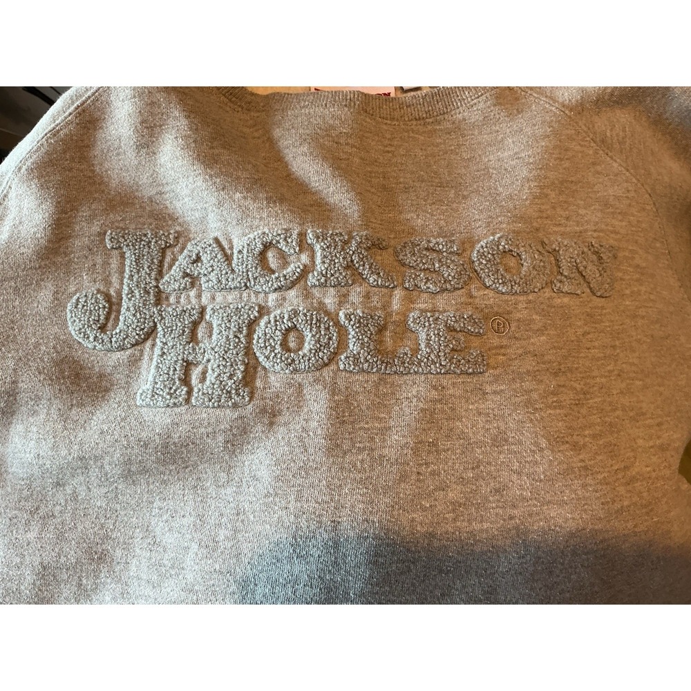 Jackson Hole Wyoming Gray Sweatshirt‎ M Raised Letterin Unisex